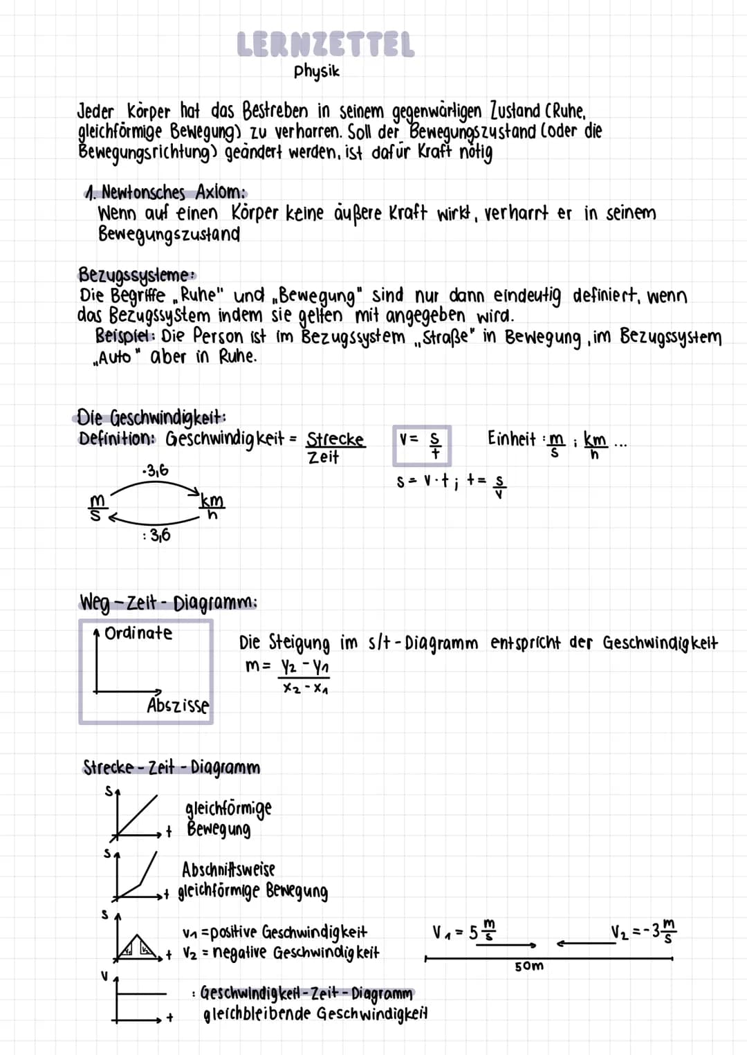 Jeder Körper hat das Bestreben in seinem gegenwärtigen Zustand (Ruhe,
gleichförmige Bewegung) zu verharren. Soll der Bewegungszustand (oder 