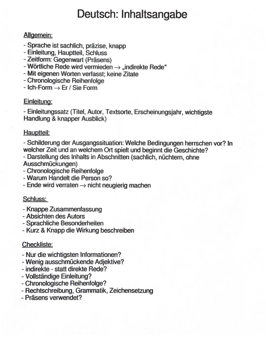 Inhaltsangabe schreiben