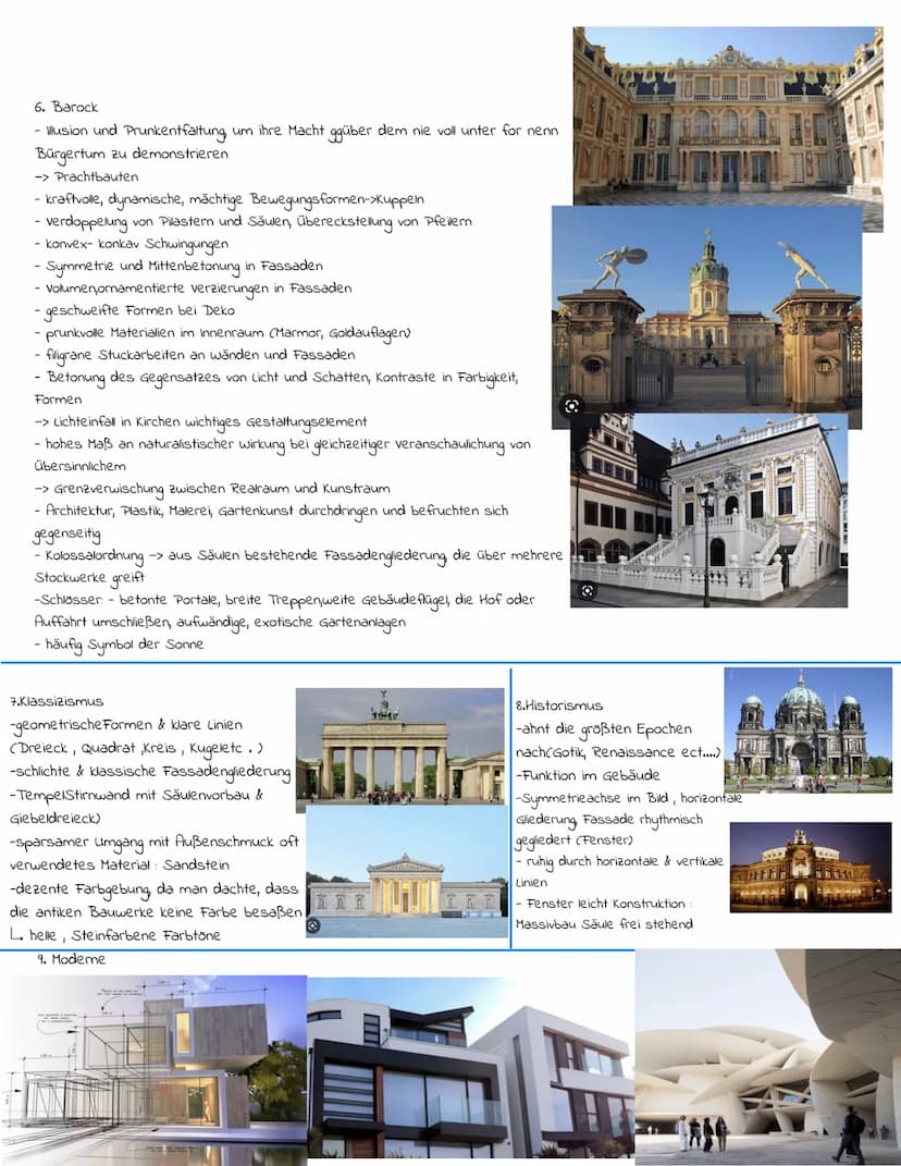 Architektur kuQ2
Epochen und ihre Merkmale
1. Griechische Antike (...)
-Strebt nach ordnung, Proportion, Maß, Logik
-Symmetrie (machtvoll), 