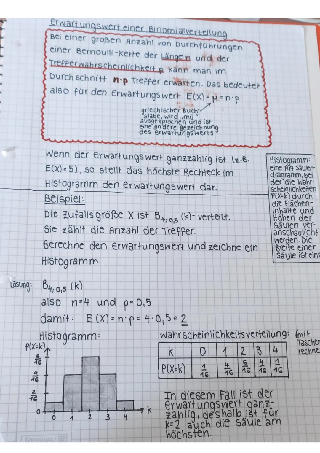 Erwartungswert einer Binomialverteilung
Der Erwartungswert E (x) beschreibt, wieviele
Treffer bei einem Zufallsexperiment durch-
Schnittlich