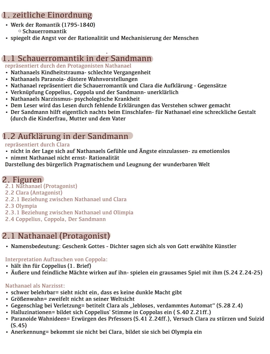 Ein Fach
Deutsch
G
Schöningh
E.T.A. Hoffmann
Der
Sandmann 1. zeitliche Einordnung
• Werk der Romantik (1795-1840)
• Schauerromantik
spiegelt