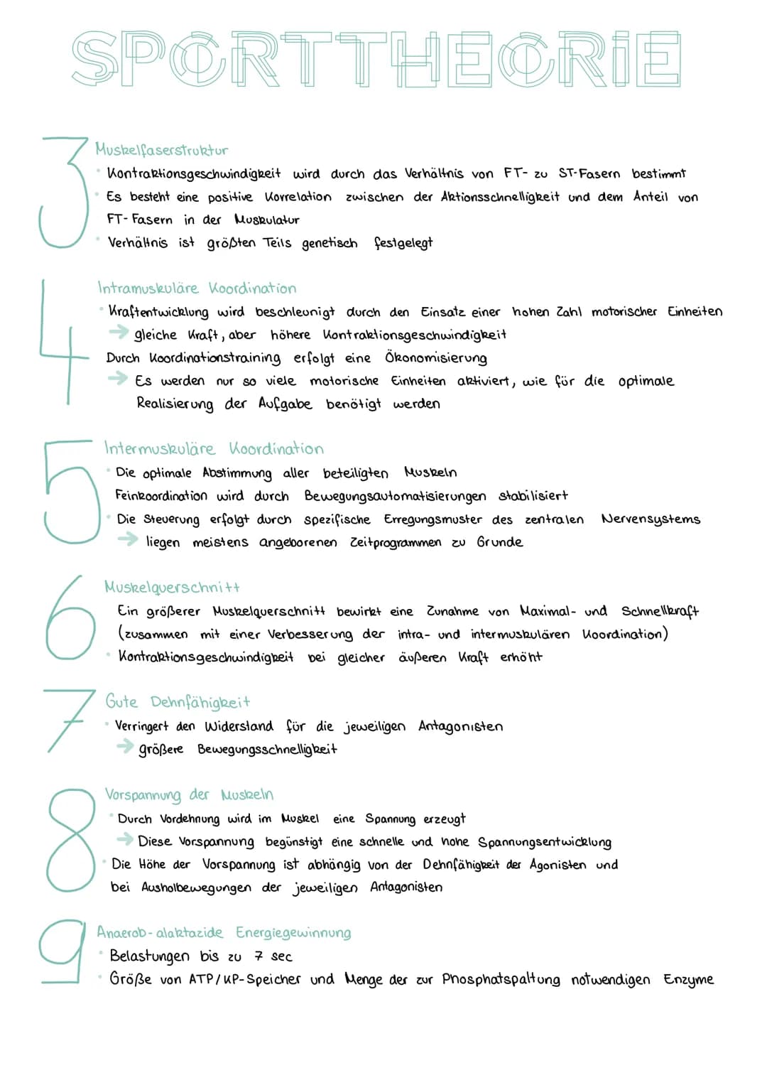 SPORTTHEORIE
SCHNELLIGKEIT:
Schnelligkeit ist die Fähigkeit des Nerv - Muskel-Systems, motorische Aktionen in einem
unter den gegebenen Bedi
