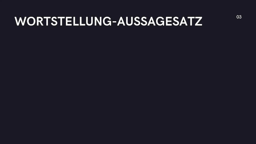 Wortstellung im
französischen Satz
01 Verschiedene
Arten
●
Aussagesätze
Verneinungen
Fragesätze
02 WORTSTELLUNG-AUSSAGESATZ
03 WORTSTELLUNG-