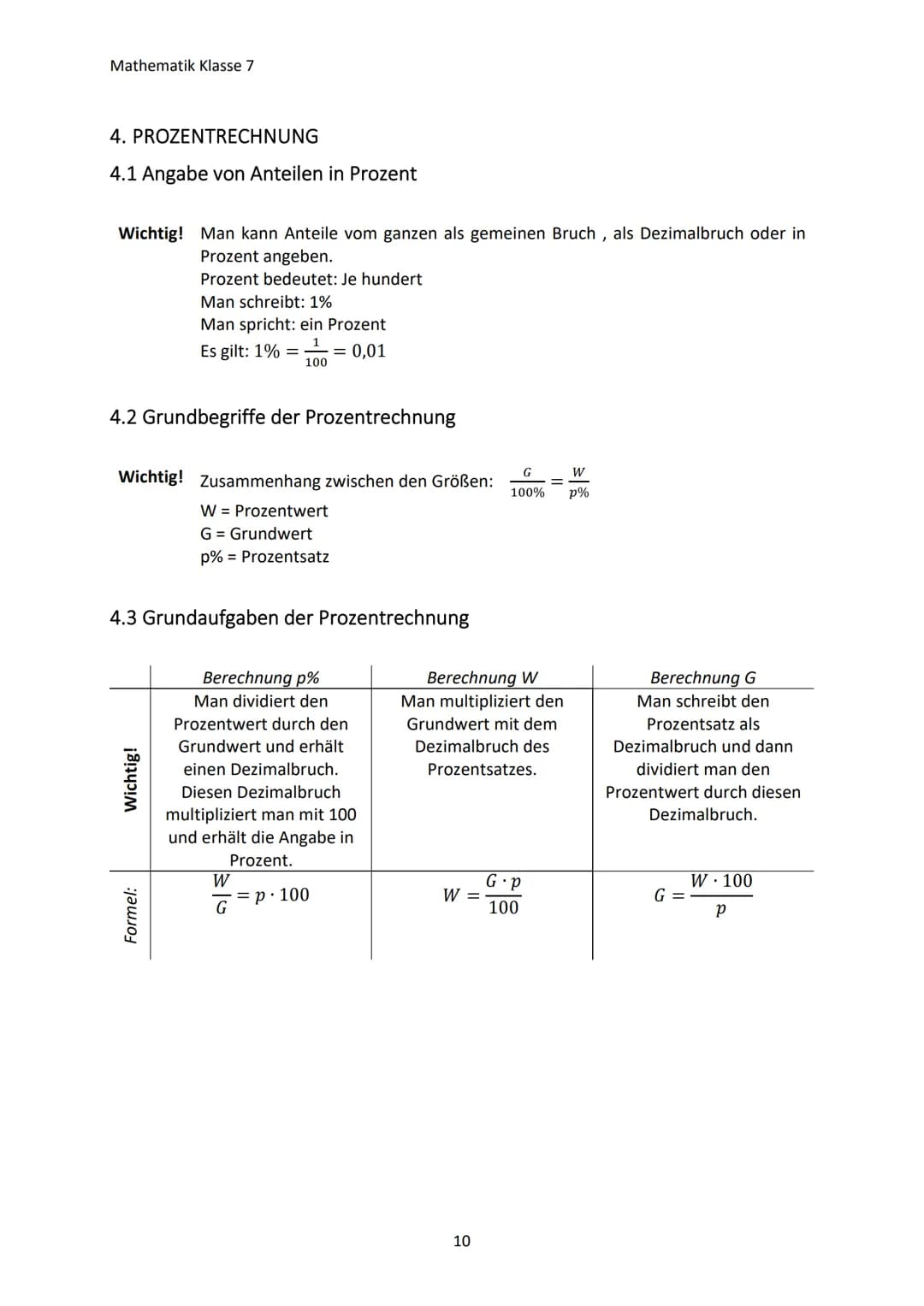 Mathematik Klasse 7
1. GEOMETRIE IN DER EBENE
1.1 Kreis und Geraden
a) Definition des Kreises
Wichtig! Auf einem Kreis liegen alle Punkte, d