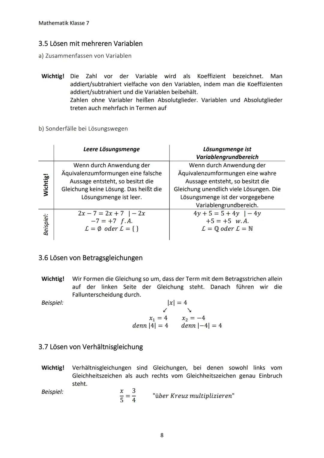 Mathematik Klasse 7
1. GEOMETRIE IN DER EBENE
1.1 Kreis und Geraden
a) Definition des Kreises
Wichtig! Auf einem Kreis liegen alle Punkte, d