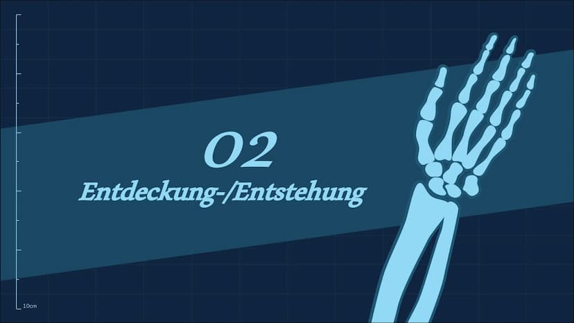 Röntgenstrahlung
10cm
n 01
02
Röntgenstrahlen-/Eigenschaften Entdeckung-/Entstehung
10cm
Themen
03
Verwendungen
04
05
Gefahren Zusammenfassu