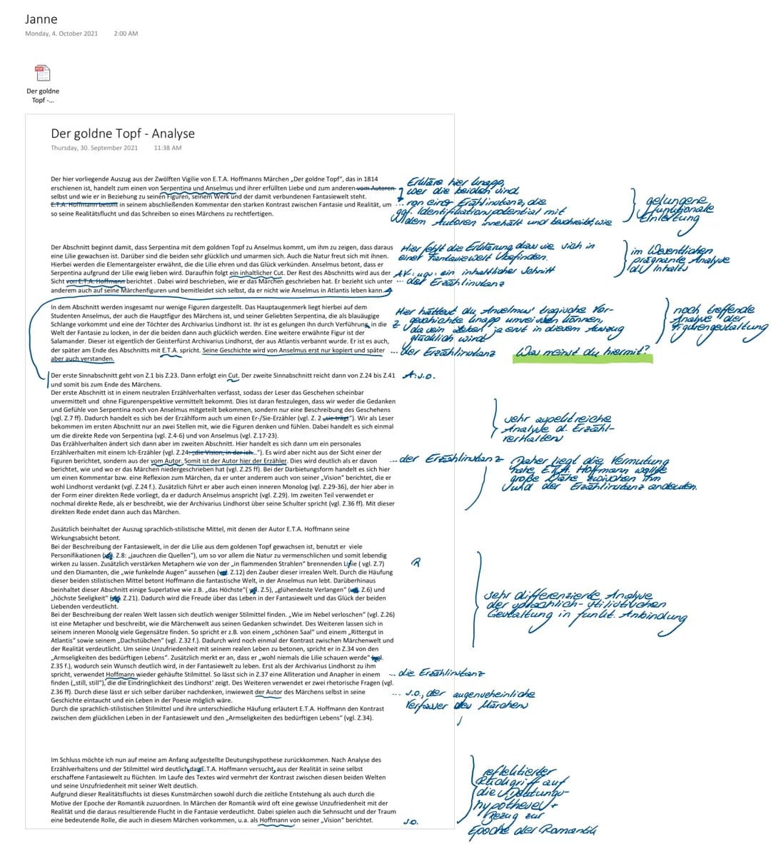 Erzähltext
analyse
11.10.2021 De 12 eA Reinecke
Erzähler:
Der Erzähler ist vom Autor der Geschichte streng zu unterscheiden.
Der Autor verfa