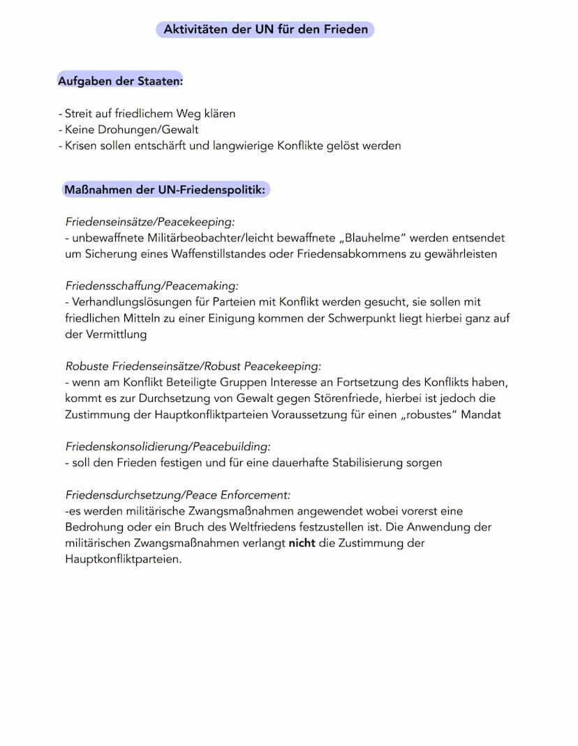 Ziele der Vereinten Nationen (UN/UNO) gemäß UN-Charta sowie Hauptorgane
Allgemein:
-> Unterzeichnung der Charta (Grundsatzerklärung) am 26. 