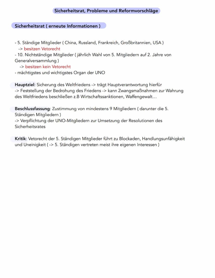 Ziele der Vereinten Nationen (UN/UNO) gemäß UN-Charta sowie Hauptorgane
Allgemein:
-> Unterzeichnung der Charta (Grundsatzerklärung) am 26. 