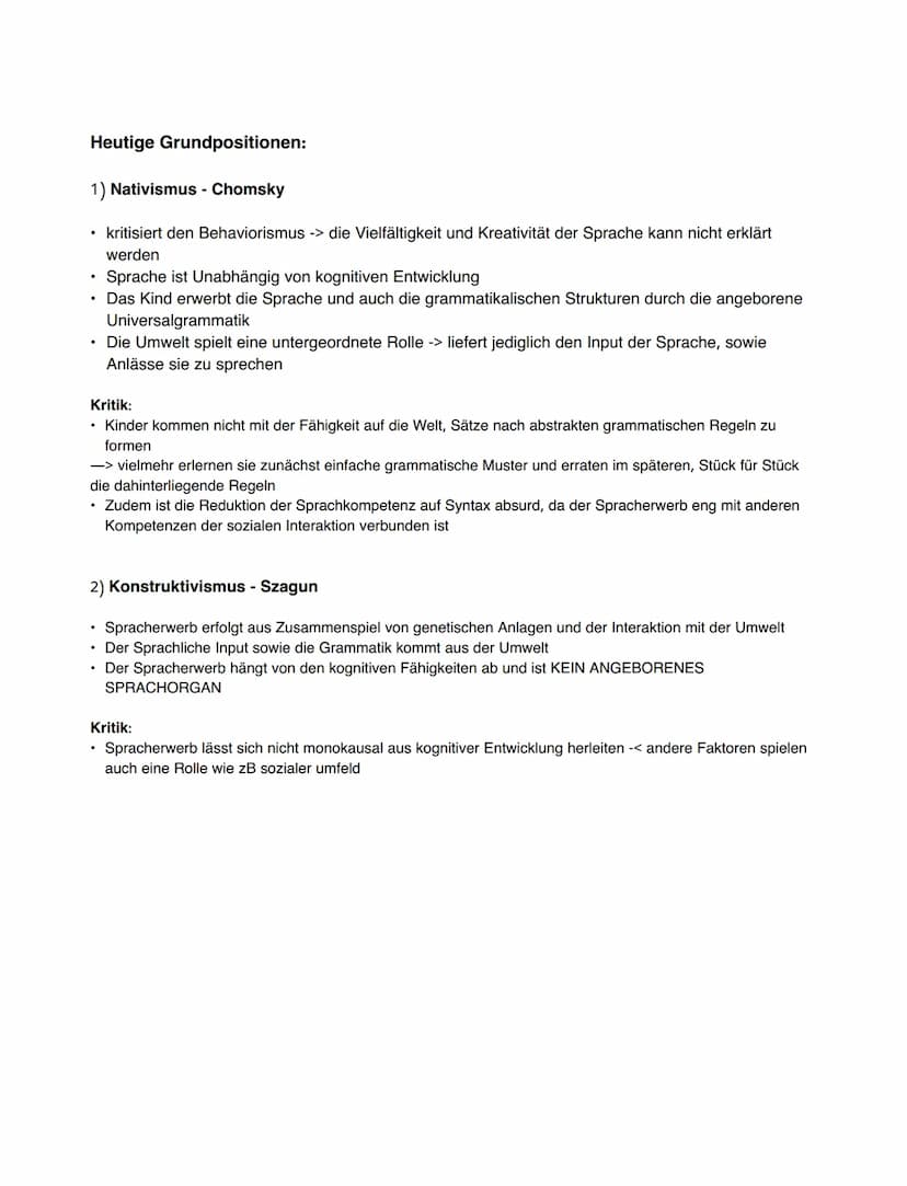 Spracherwerbstheorien:
-> beobachten den individuellen Erwerb der Sprache und deren Entwicklung beim einzelnen Kind
-> dabei unterscheidet m