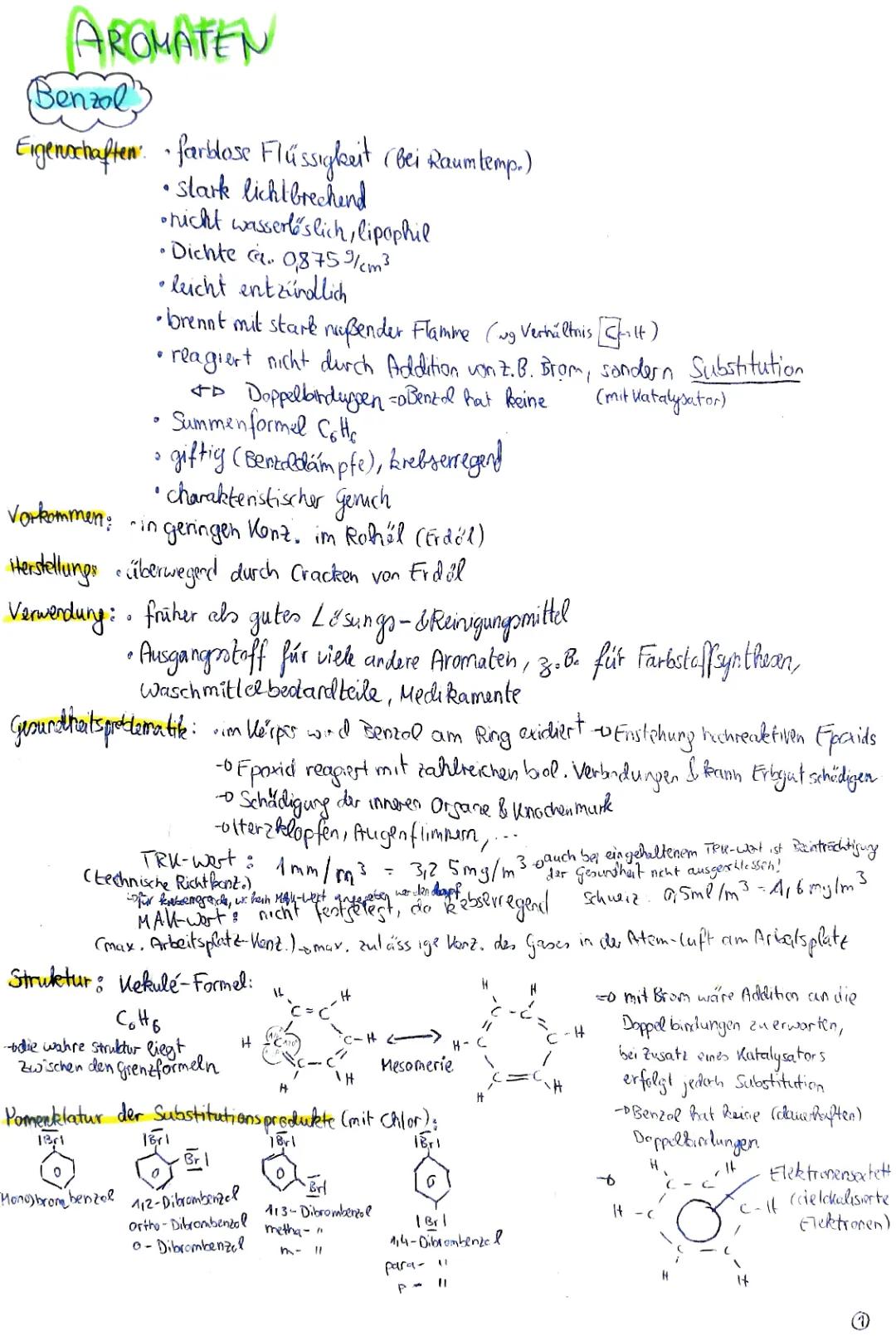 Aromaten für Chemie Abitur BW 2024: Zusammenfassung und Aufgaben