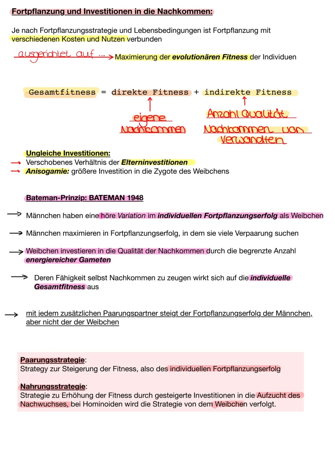 Reproduction | Fitness :
Evolution | Verhalten:
Verhalten unterliegt ebenfalls der Selektion (vorausgesetzt genetisch bedingt)
Folgende Verh