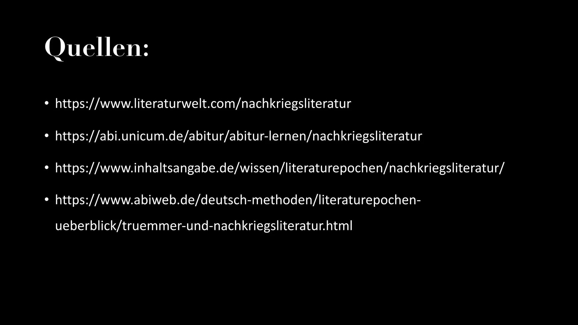 Nachkriegsliteratur Übersicht:
Historischer Hintergrund
Themen/Motive
Epochenmerkmale
Vertreter/Werke der Nachkriegsliteratur
●
●
●
Gruppe 4