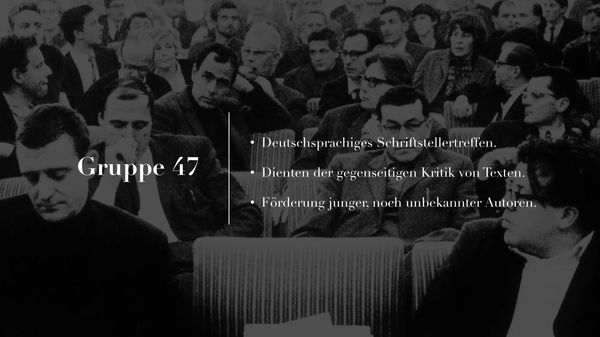 Nachkriegsliteratur Übersicht:
Historischer Hintergrund
Themen/Motive
Epochenmerkmale
Vertreter/Werke der Nachkriegsliteratur
●
●
●
Gruppe 4