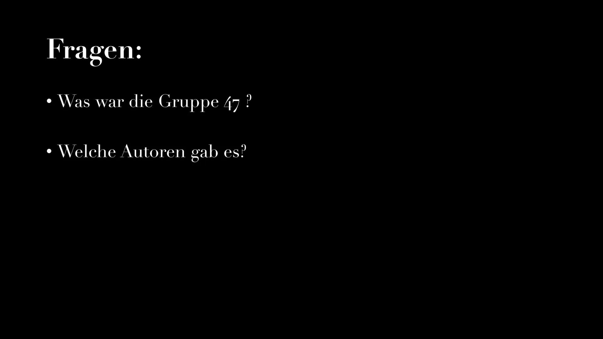 Nachkriegsliteratur Übersicht:
Historischer Hintergrund
Themen/Motive
Epochenmerkmale
Vertreter/Werke der Nachkriegsliteratur
●
●
●
Gruppe 4