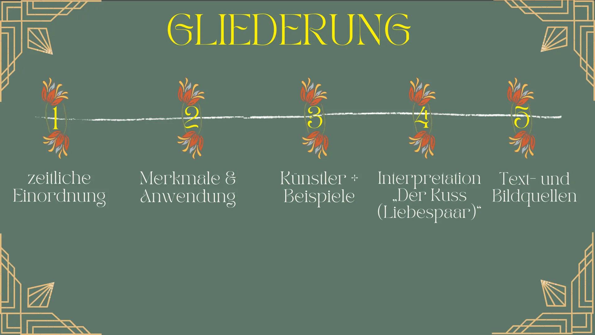 Art nouveau
Modern Style
Stile Floreale
Modern
Skønvirkestijl
Modernisme
Liberty JUGENDSTIL GLIEDERUNG



1

2

-3



zeitliche
Merkmale &
K