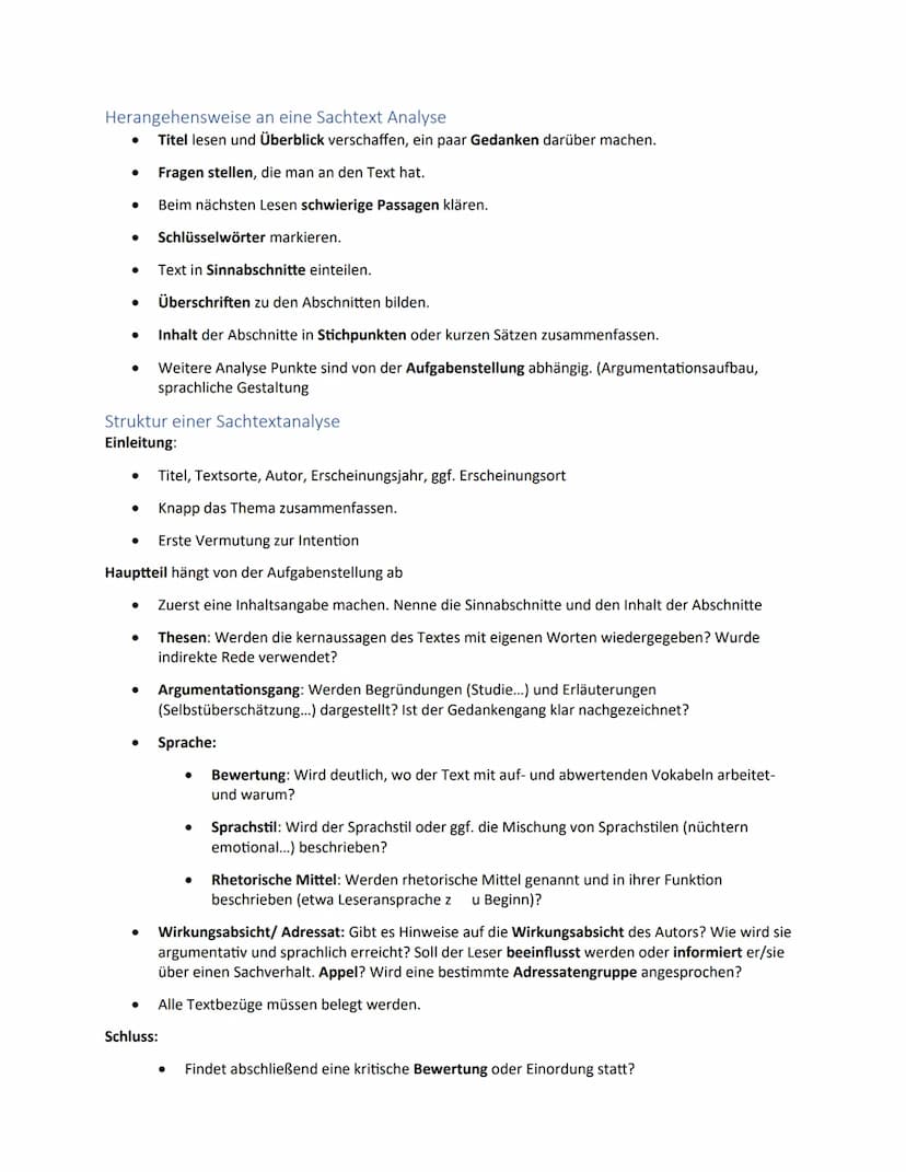 Lernzettel-Sachtexte analysieren
Wirkungsabsicht/ Intention eines Sachtextes
●
Leser/ Adressat: informieren, beeinflussen, zu etwas aufrufen