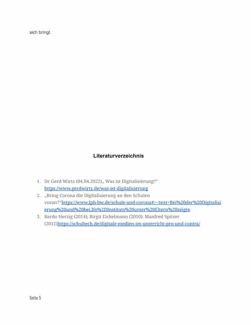 1. Die Digitalisierung.
1.1 Wie weit ist die Digitalisierung an der Albert-Schweitzer
Grundschule?
Inhaltsverzeichnis
Literaturverzeichnis
2