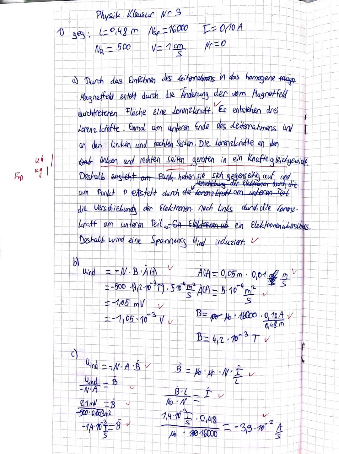 # Physikklausur Nr. 3 18.03.2021 Name.

Bearbeitungszeit: 90 Minuten

1. Eine langgestreckte, luftgefüllte Spule ist 0,48 m lang und hat 160