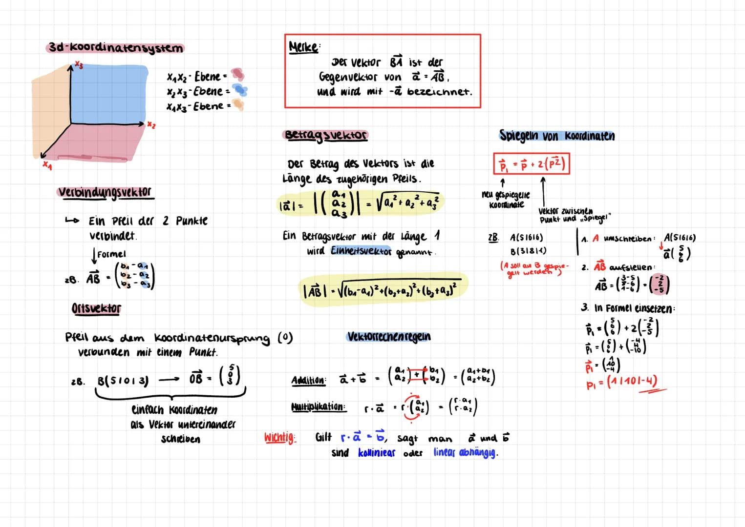 3d-koordinatensystem
XA
X₂
Verbindungsvektor
X₁X₂-Ebene =
*₂*3-Ebene=
X₁X3-Ebene =
Ein Pfeil der 2 Punkte
verbindet.
2B. B(51013)
-
OB- (3)
