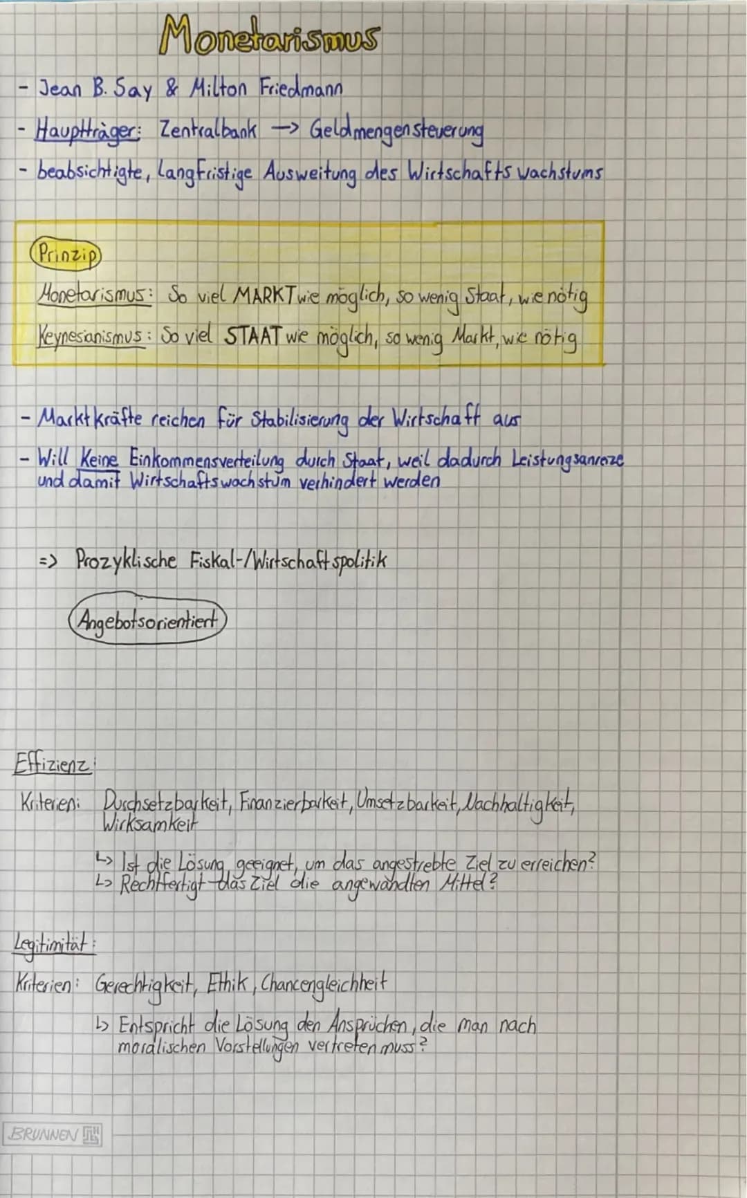 · Jean B. Say & Milton Friedmann
Hauptträger: Zentralbank -> Geldmengensteuerung
- beabsichtigte, Langfristige Ausweitung des Wirtschafts wa