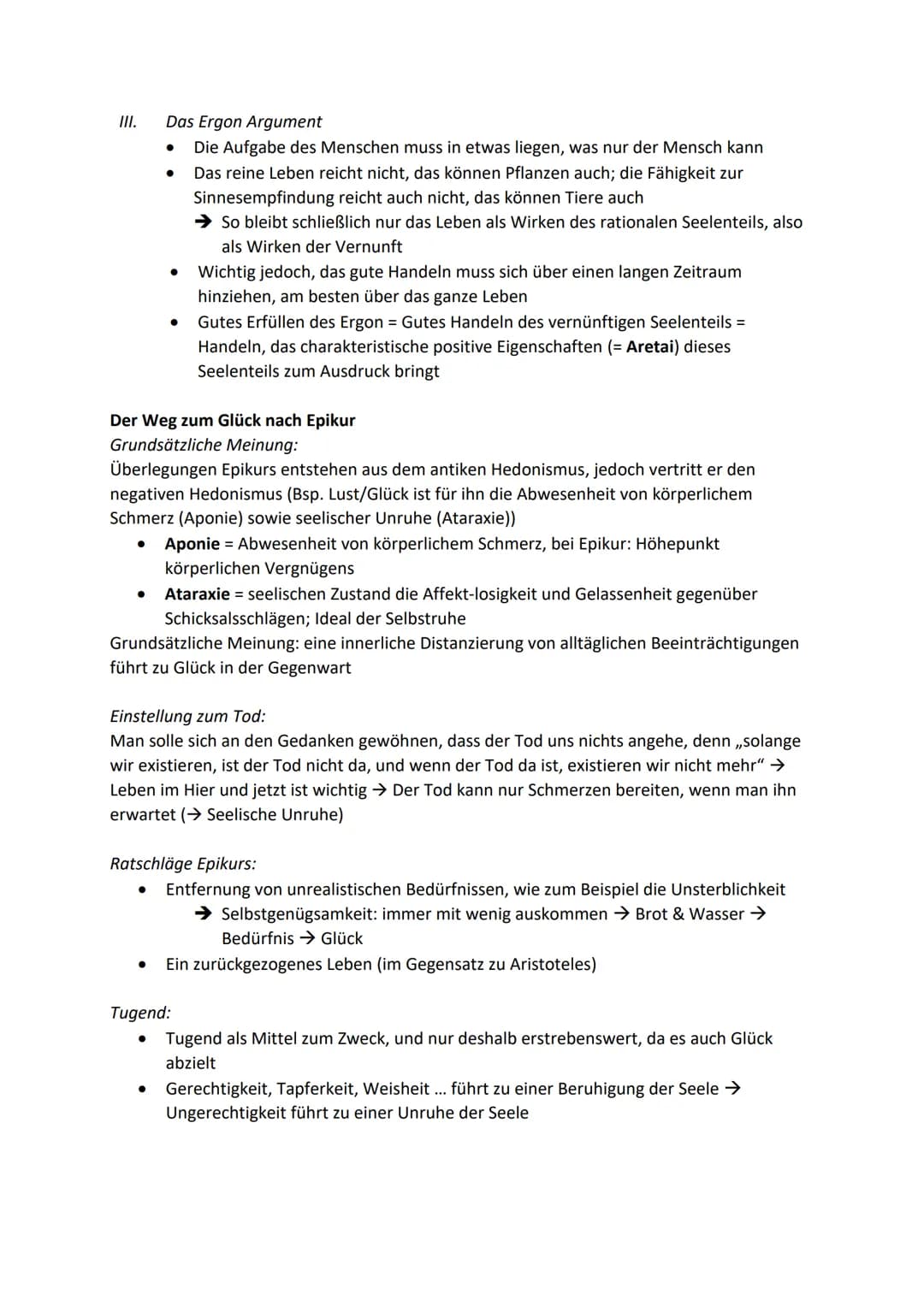 Ethik Zusammenfassung - 12/2 - Glück
Fachbegriffe:
Askese: streng enthaltsame Lebensweise, Entsagung und Selbstüberwindung
● Hedonismus: der