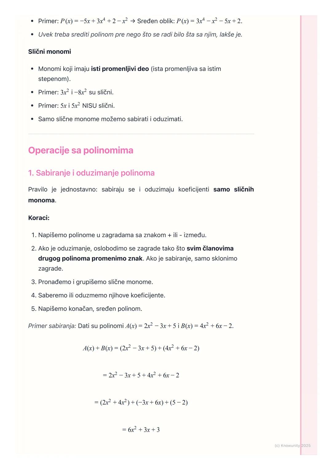 # Polinomi jedne promenljive

Šta su polinomi jedne promenljive

Polinomi su algebarski izrazi koji se sastoje od sabiranja i oduzimanja mon