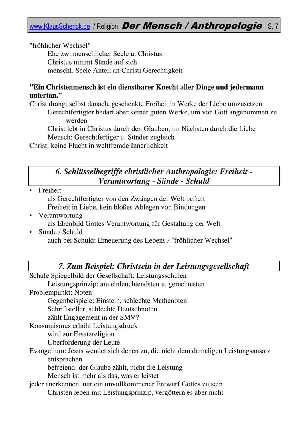 www.KlausSchenck.de / Religion Der Mensch / Anthropologie S. 1
jeder Vorstellung
Anthropologie / Der Mensch
Peter Kliemann: "Glauben ist men