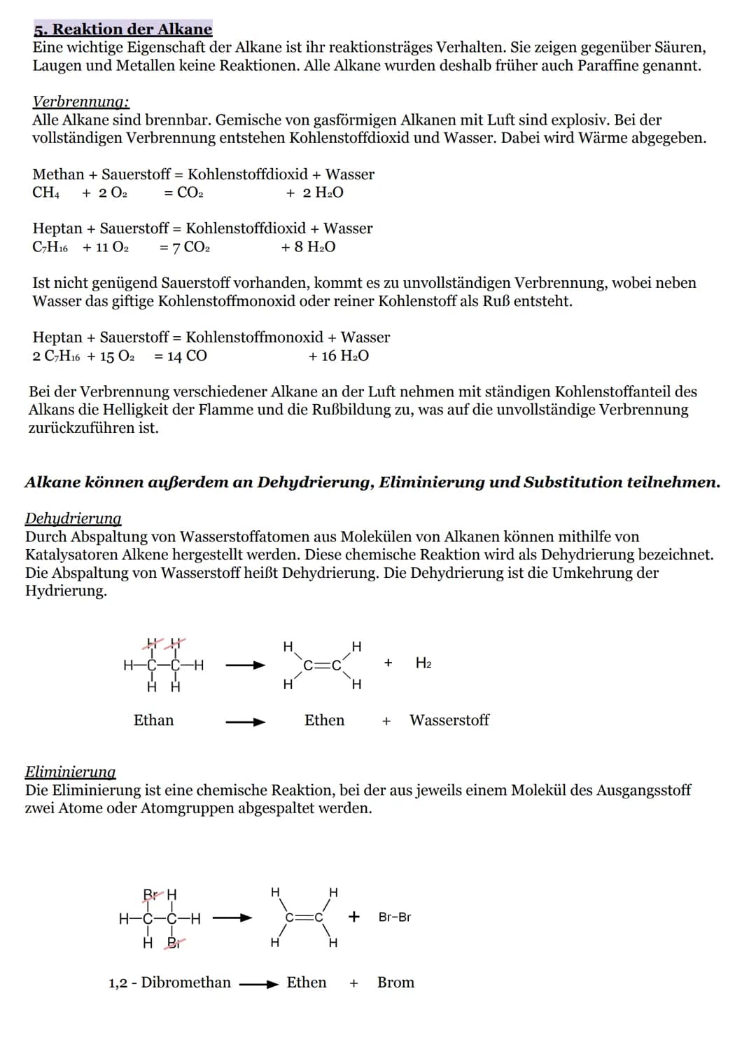 Gesättigte Kohlenwasserstoffe
1. Alkane
Alkane sind Kohlenwasserstoffe, bei denen die benachbarten Kohlenstoffatome durch
Einfachbindung (At