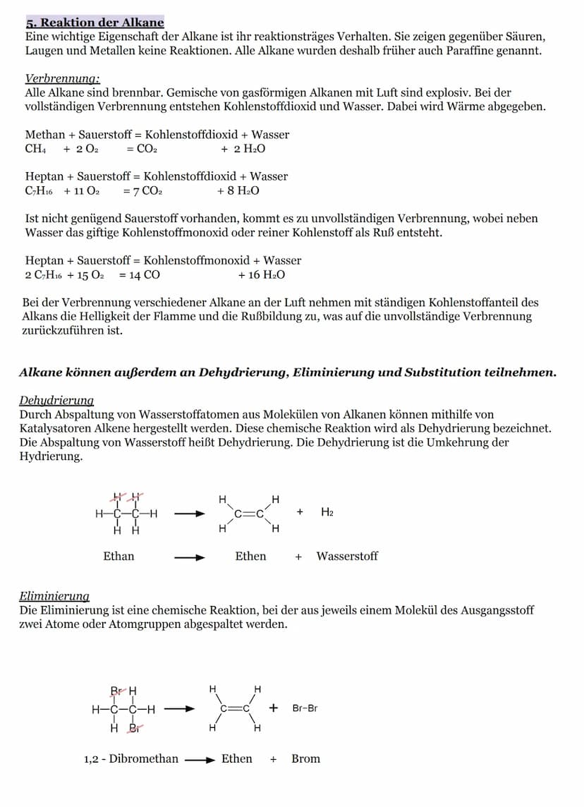 Gesättigte Kohlenwasserstoffe
1. Alkane
Alkane sind Kohlenwasserstoffe, bei denen die benachbarten Kohlenstoffatome durch
Einfachbindung (At