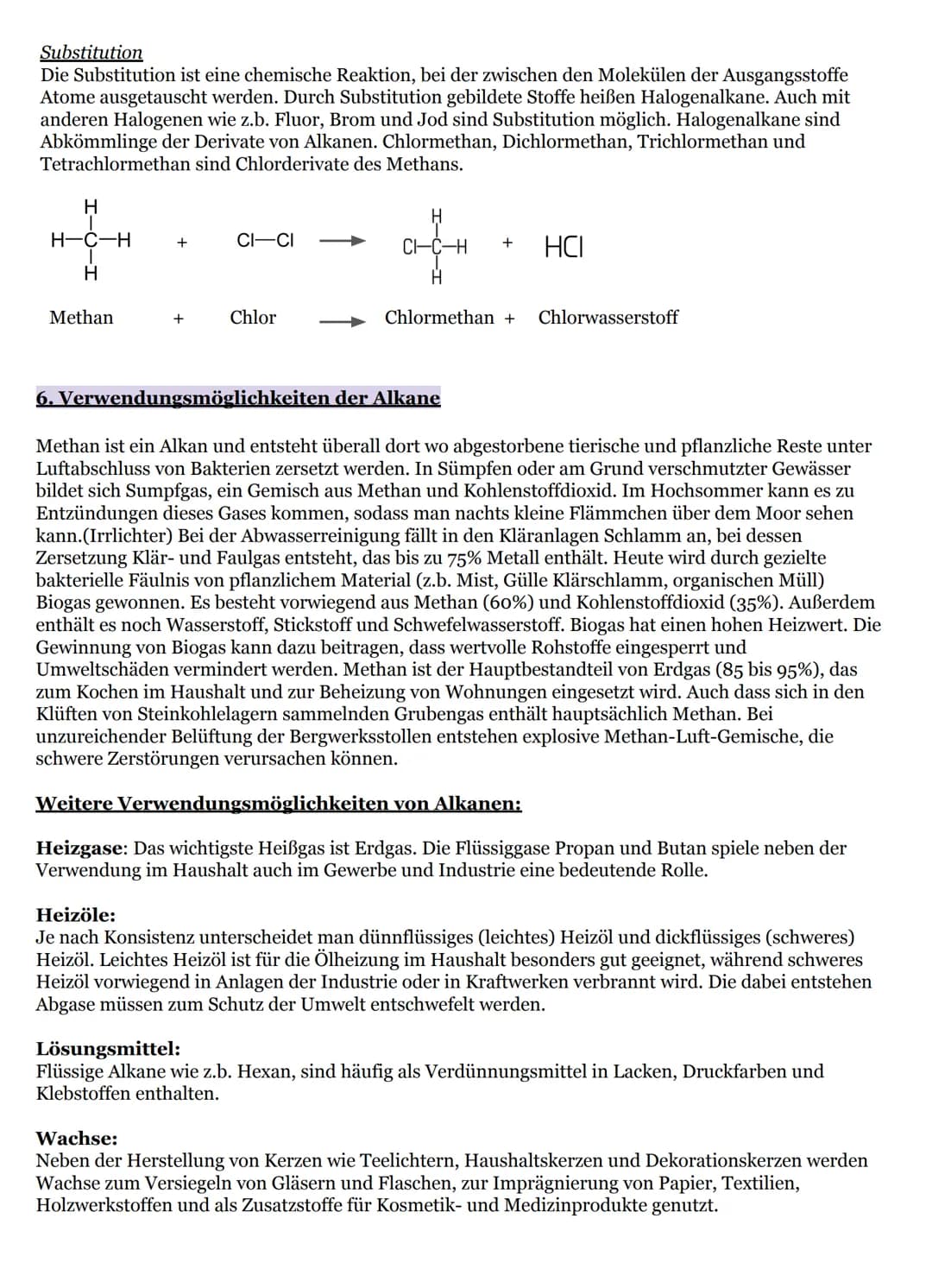 Gesättigte Kohlenwasserstoffe
1. Alkane
Alkane sind Kohlenwasserstoffe, bei denen die benachbarten Kohlenstoffatome durch
Einfachbindung (At