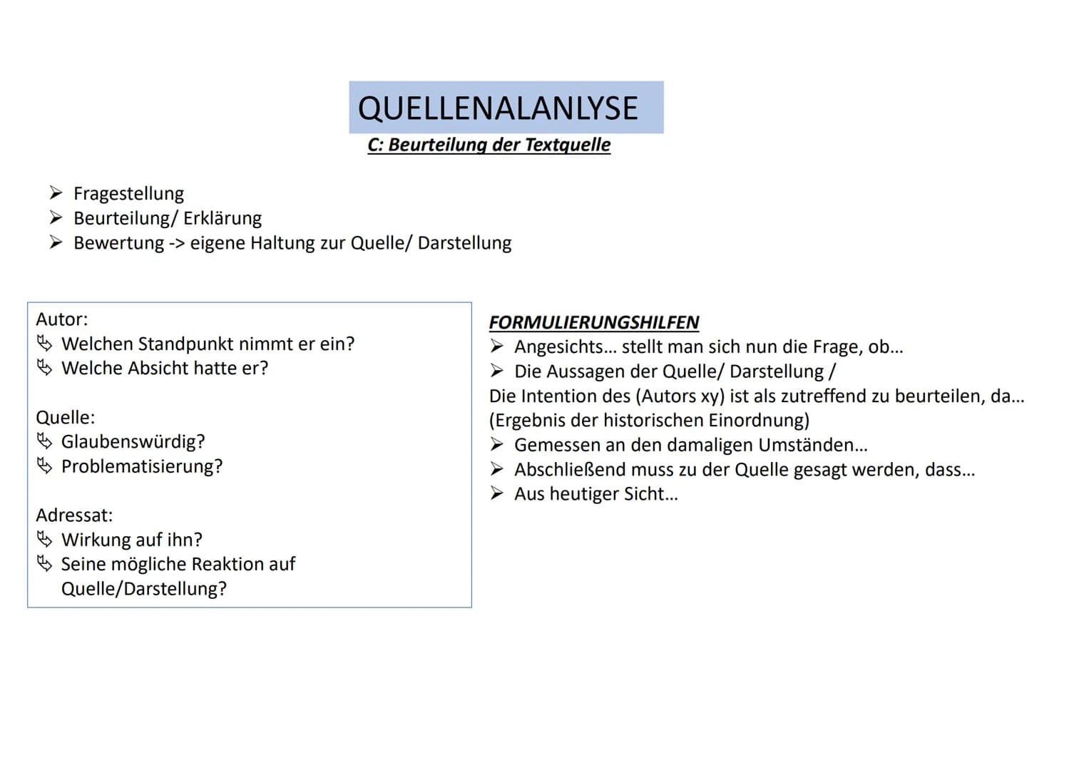 1. Autor
B
Person?
Amt?
Herkunft?
Position?
Denken?
2. Anlass
3. Quelle/Darstellung
Wann?
Wo?
4. Quellen-/Darstellungsart
Textausschnitt?
Ze