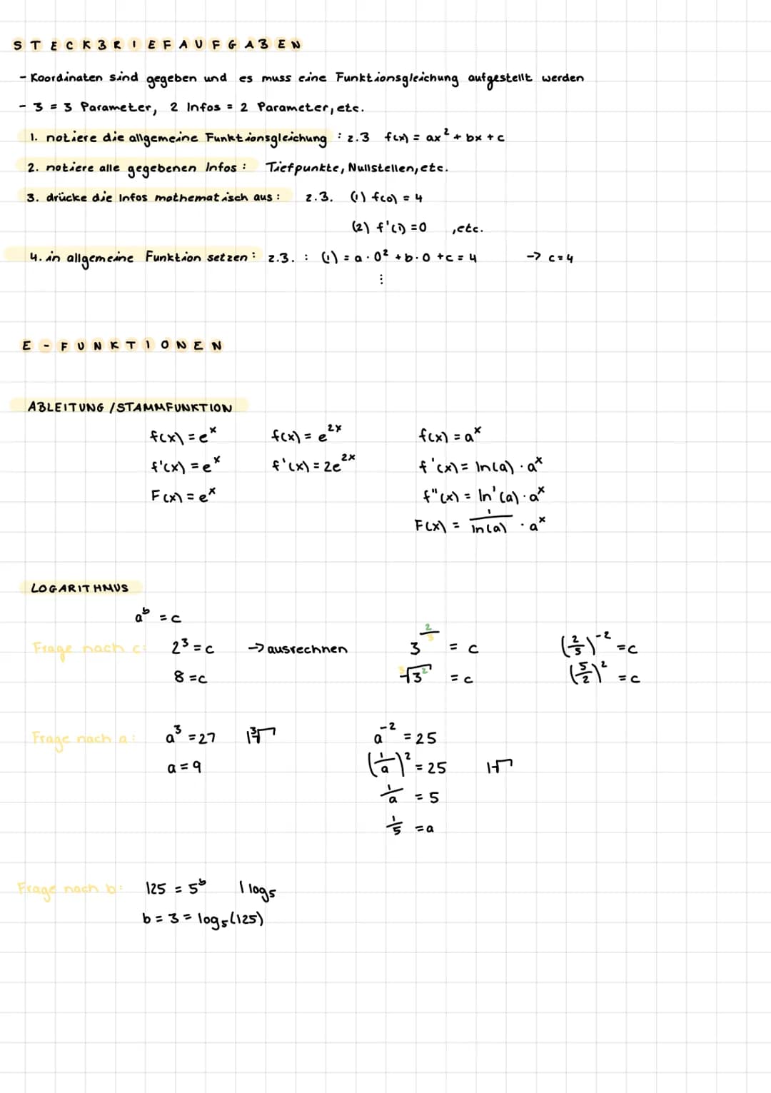 A3 LEITUNG
Ableitungen bilden
f(x) = x² + 3x + 4
f'(x) = 2x + 3
f"(x) = 2
Ableitungsregeln
1.) Produktregel
(u⋅v)' =u²·v + u• v²
L wenn beis