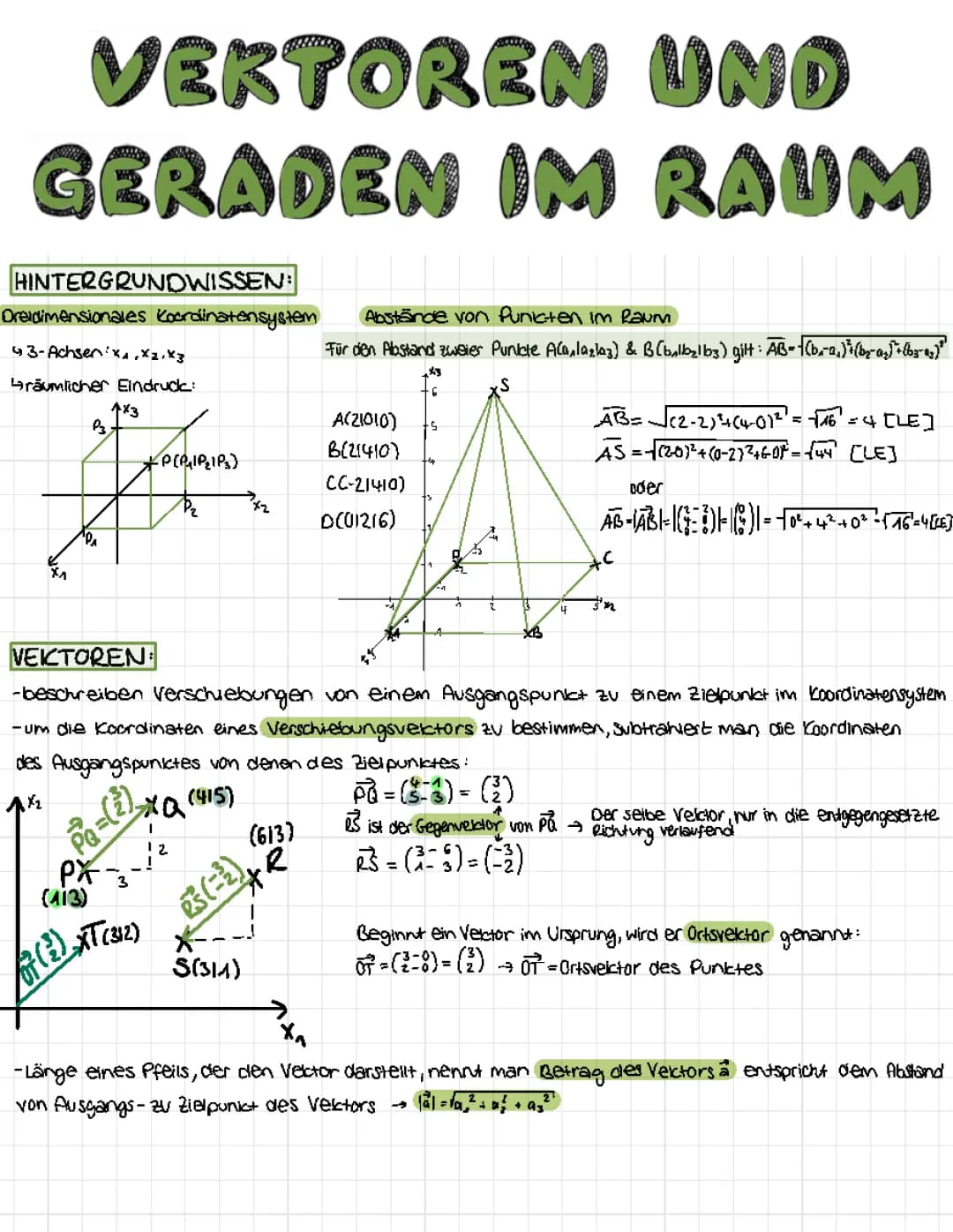 Vektoren und Geraden im Raum