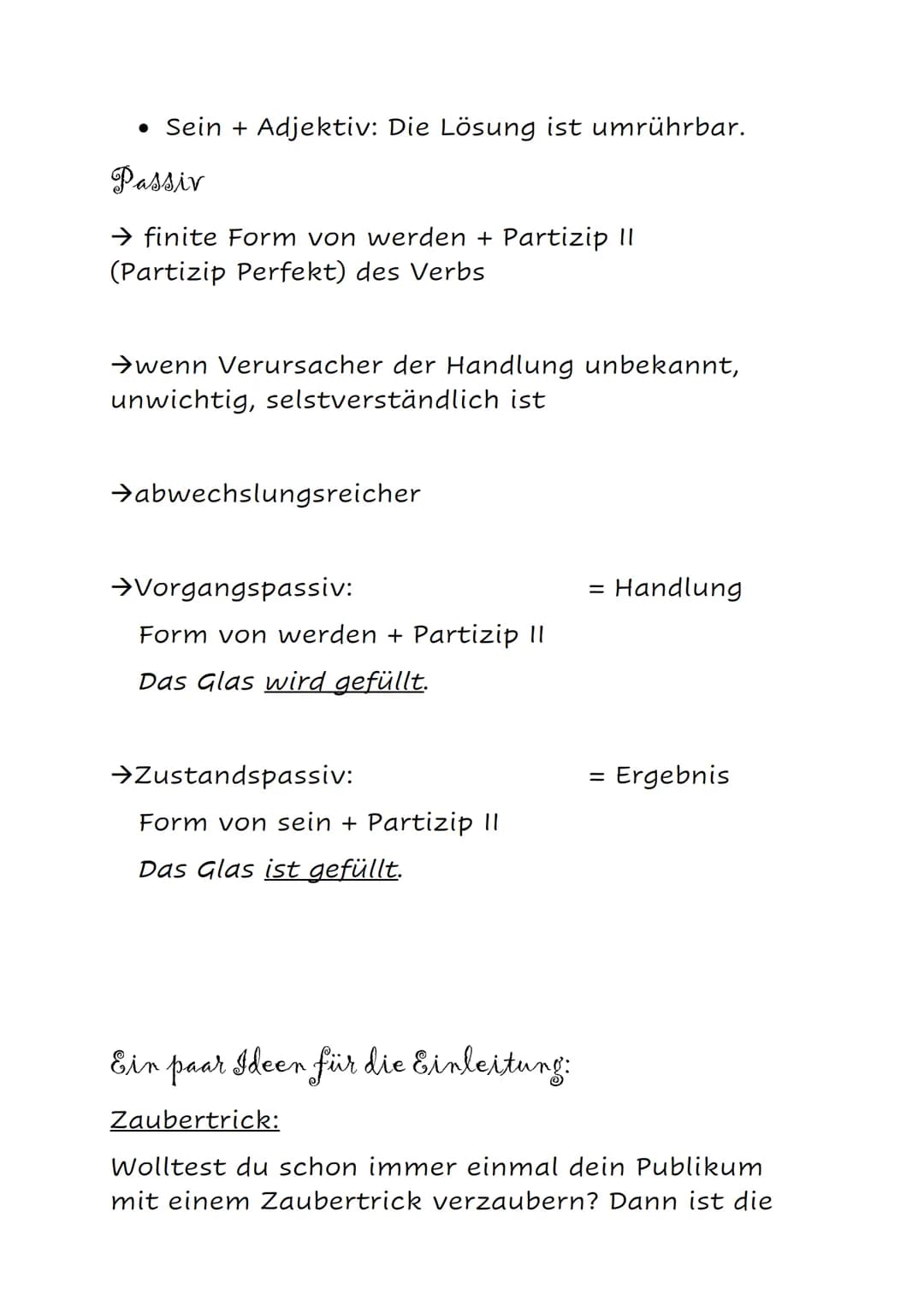 Vorgangsbeschreibung
Vorbereitung:
• sammeln von notwendigen Materialien
• Notizen zu Arbeitsschritten
Auswertung von Bildern
●
Schreiben:
•