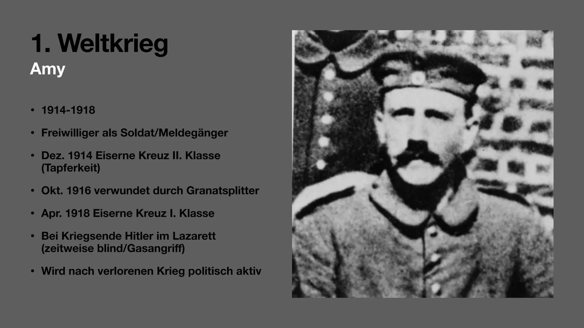 Hitler Biografie
Adolf Hitler
von Amy und Joy Gliederung
Biografie
Allgemeinfakten/Familie (J)
• Kindheit (A)
Jugend (J)
1. Weltkrieg (A)
Po