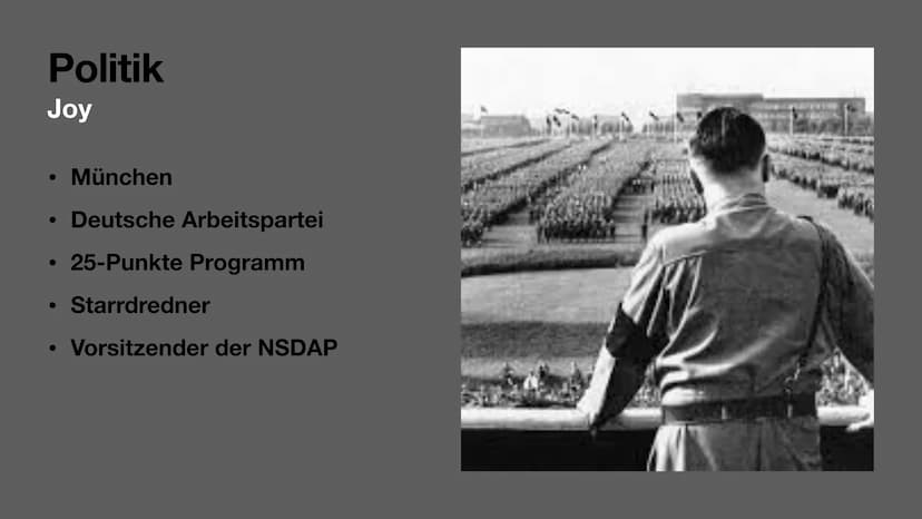 Hitler Biografie
Adolf Hitler
von Amy und Joy Gliederung
Biografie
Allgemeinfakten/Familie (J)
• Kindheit (A)
Jugend (J)
1. Weltkrieg (A)
Po