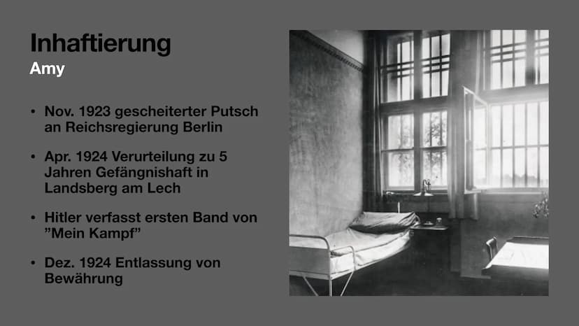 Hitler Biografie
Adolf Hitler
von Amy und Joy Gliederung
Biografie
Allgemeinfakten/Familie (J)
• Kindheit (A)
Jugend (J)
1. Weltkrieg (A)
Po