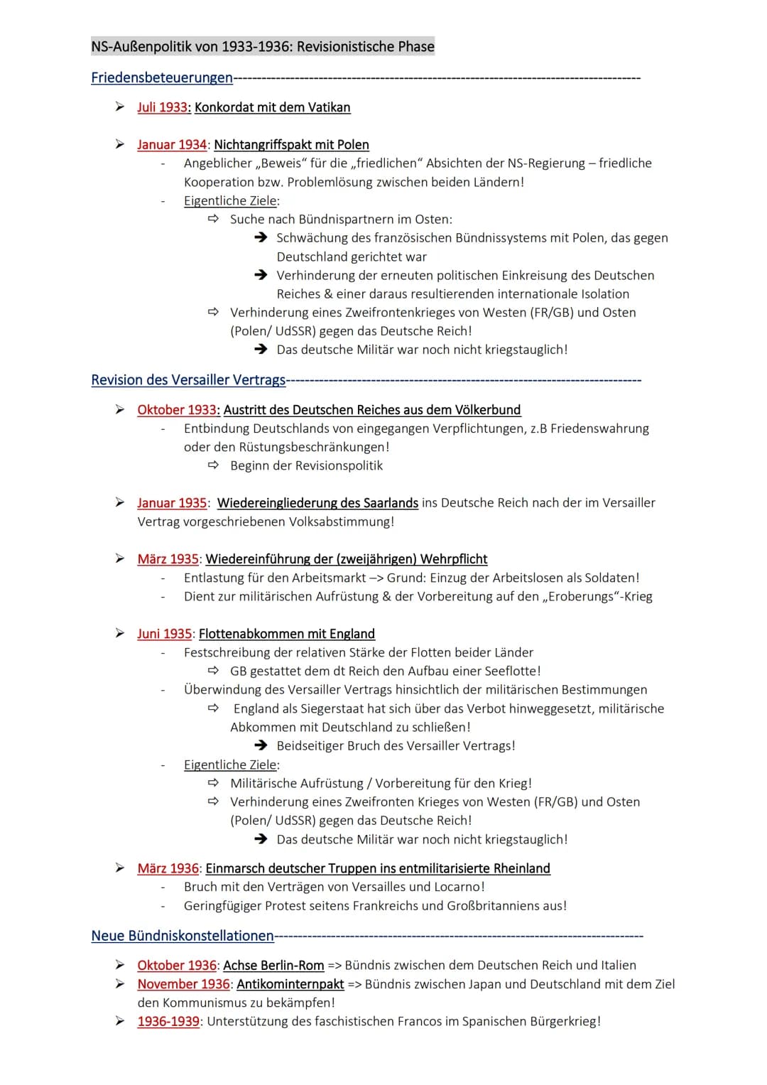 DIE NS-AUBENPOLITIK
Die Ziele der NS-Außenpolitik
Revision des Versailler Vertrags
Eroberung von ,,Lebensraum im Osten"
➤ Durchsetzung der H