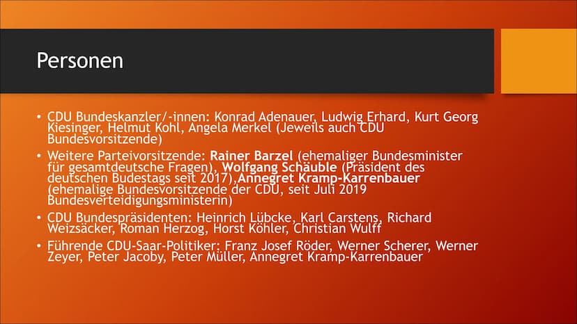 CDU Inhaltsverzeichnis
●
●
●
●
●
●
CDU in Kürze
Geschichte
Personen
Programmatik
Perspektiven
Wahlprogramm CDU in Kürze
• CDU- Christlich De