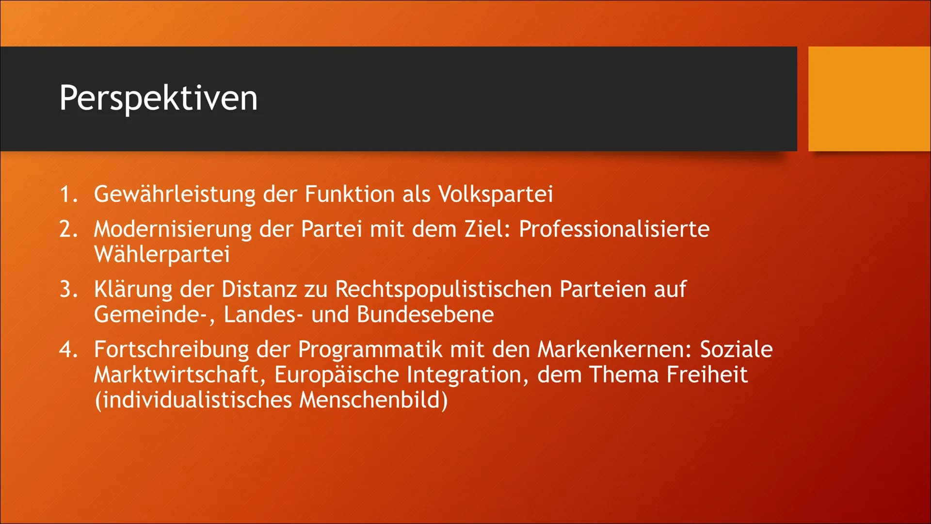 CDU Inhaltsverzeichnis
●
●
●
●
●
●
CDU in Kürze
Geschichte
Personen
Programmatik
Perspektiven
Wahlprogramm CDU in Kürze
• CDU- Christlich De