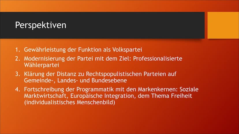 CDU Inhaltsverzeichnis
●
●
●
●
●
●
CDU in Kürze
Geschichte
Personen
Programmatik
Perspektiven
Wahlprogramm CDU in Kürze
• CDU- Christlich De