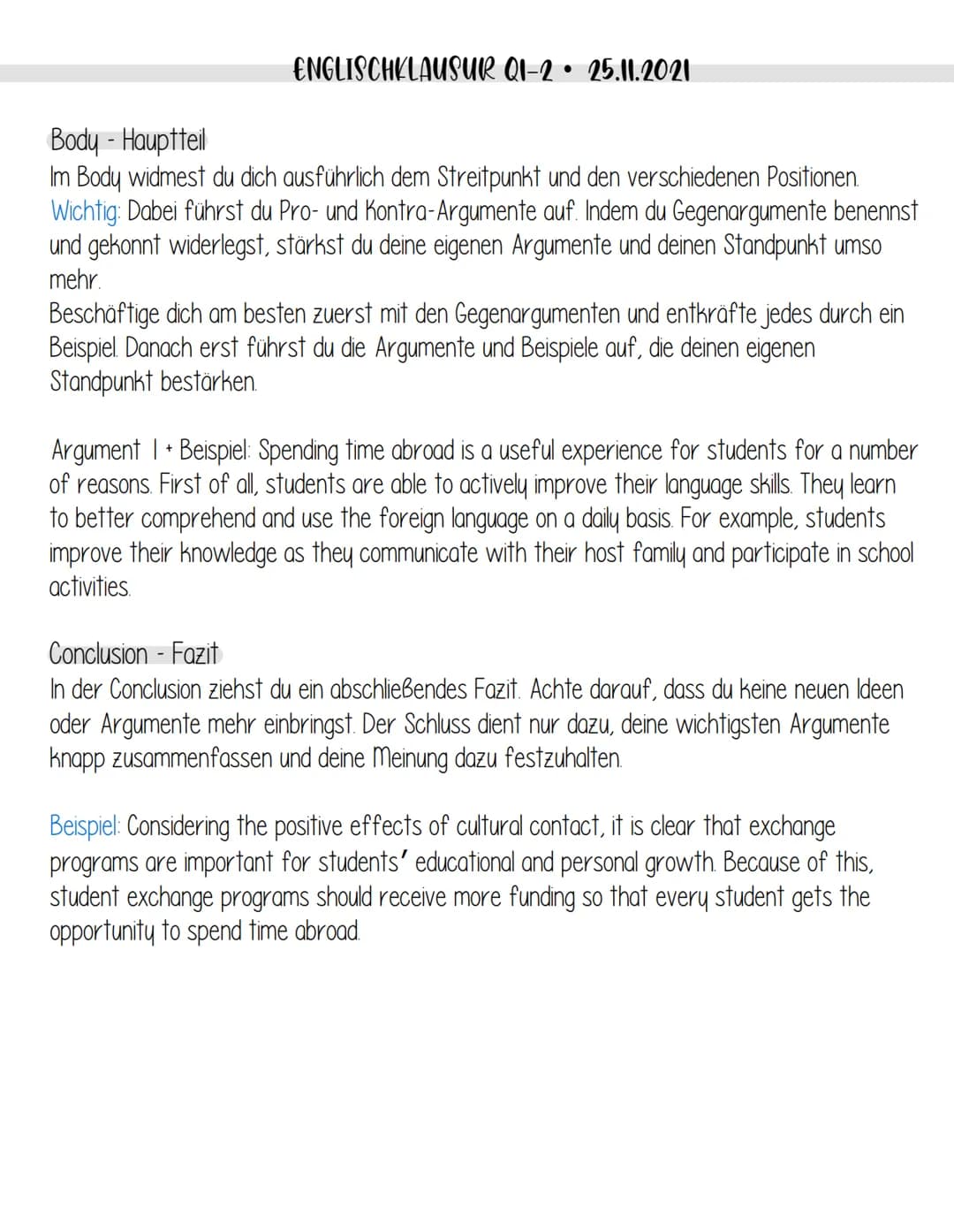ENGLISCHKLAUSUR QI-2 • 25.11.2021
COMMENT ON
Der Aufbau deines Comment besteht aus den klassischen Teilen Einleitung, Hauptteil und Schluss.