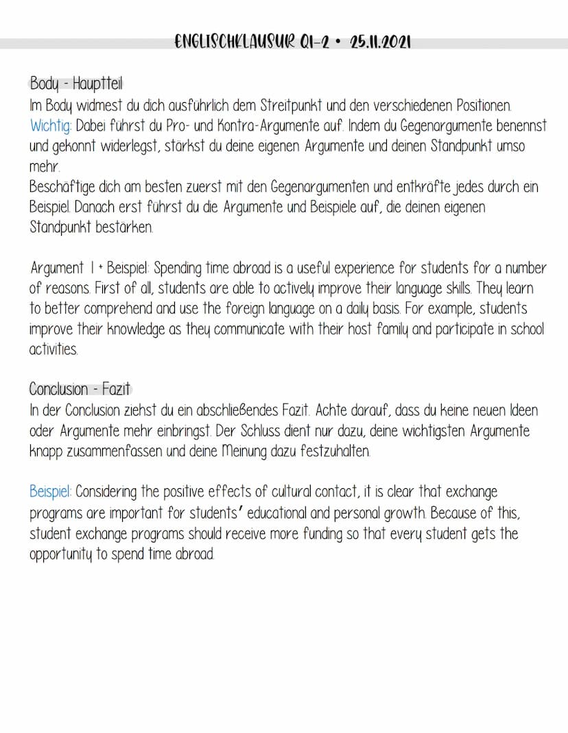 ENGLISCHKLAUSUR QI-2 • 25.11.2021
COMMENT ON
Der Aufbau deines Comment besteht aus den klassischen Teilen Einleitung, Hauptteil und Schluss.