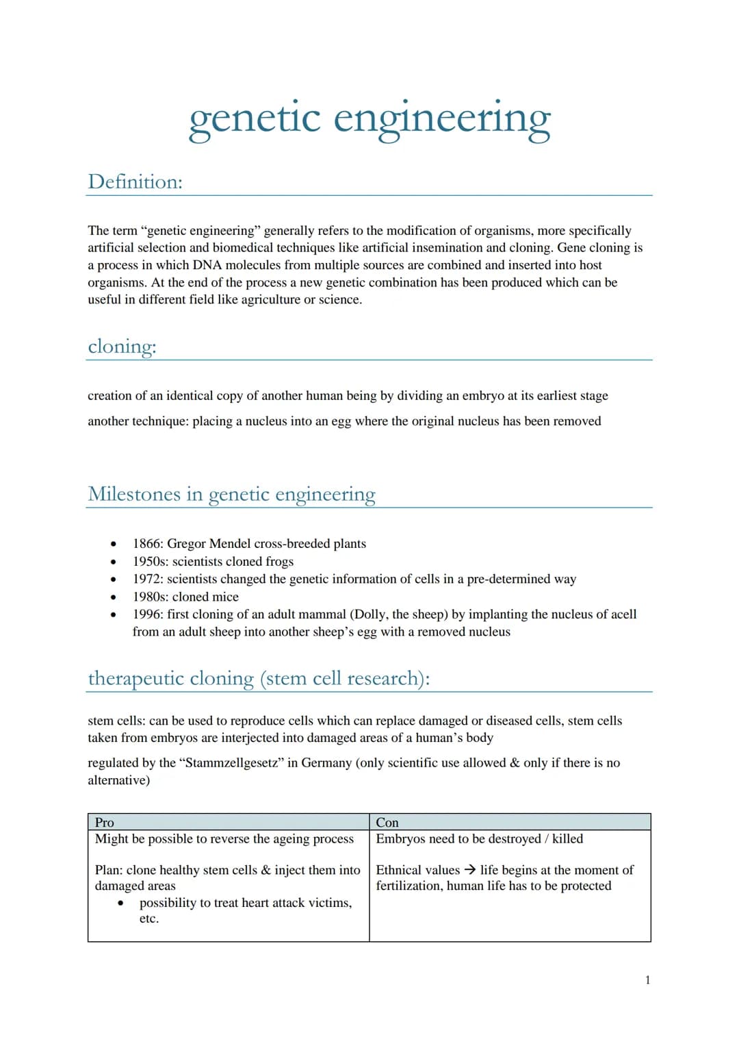 genetic engineering
The term "genetic engineering" generally refers to the modification of organisms, more specifically
artificial selection
