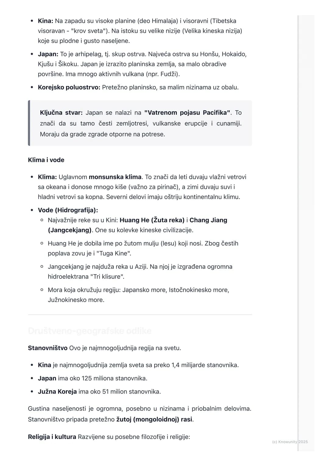 # Istočna Azija (Kina, Japan,
Koreja)

Uvod u Istočnu Aziju

Istočna Azija je jedna od najvažnijih regija sveta. Obuhvata Kinu, Japan,
Sever