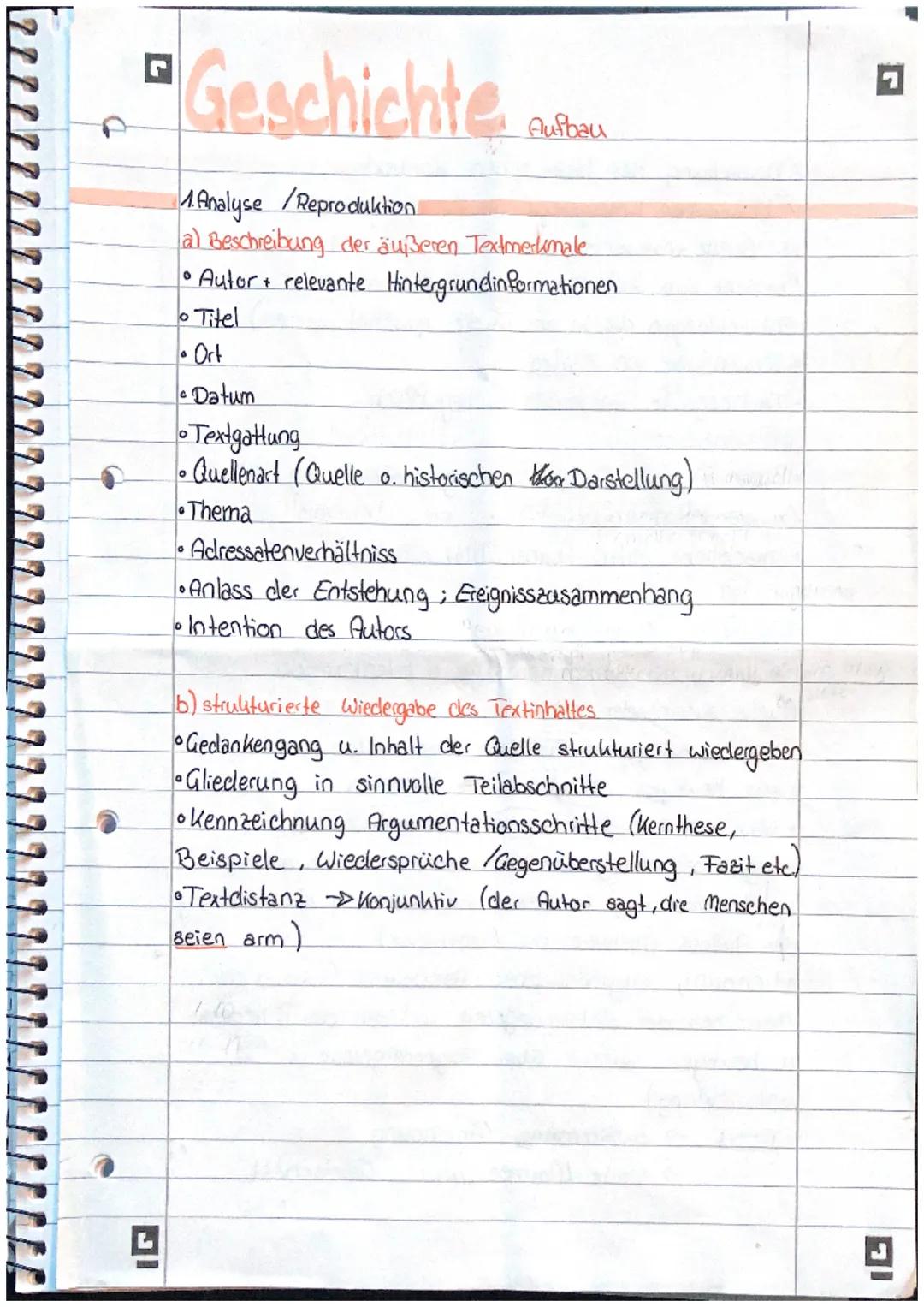 Geschichte
1. Analyse /Reproduktion
a) Beschreibung der äußeren Textmerkmale
• Autor relevante Hintergrundinformationen
• Titel
0
Ort
Datum
