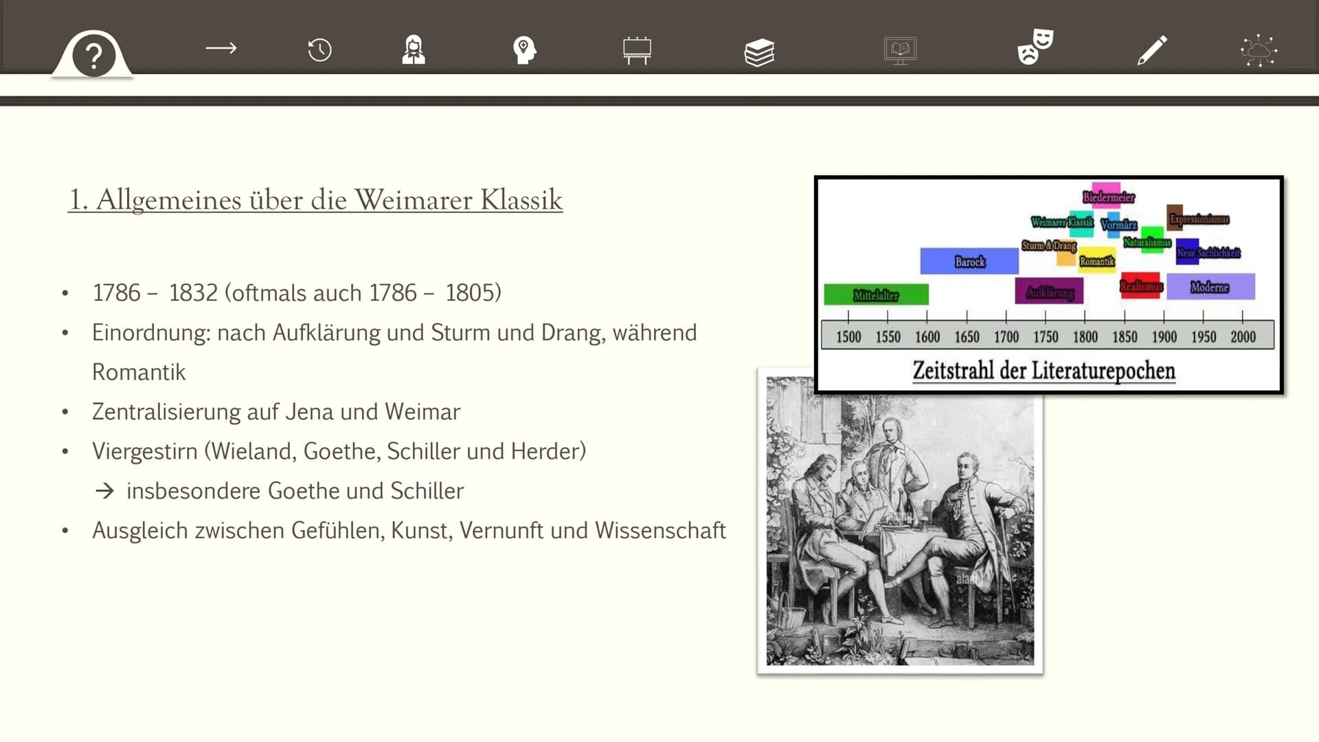 Begrenzungsbedarf und
Ausgleich der Extreme :
Die Epoche der Weimarer
Klassik (1786-1832) اوره
Begrenzungsbedarf und Ausgleich der Extreme :