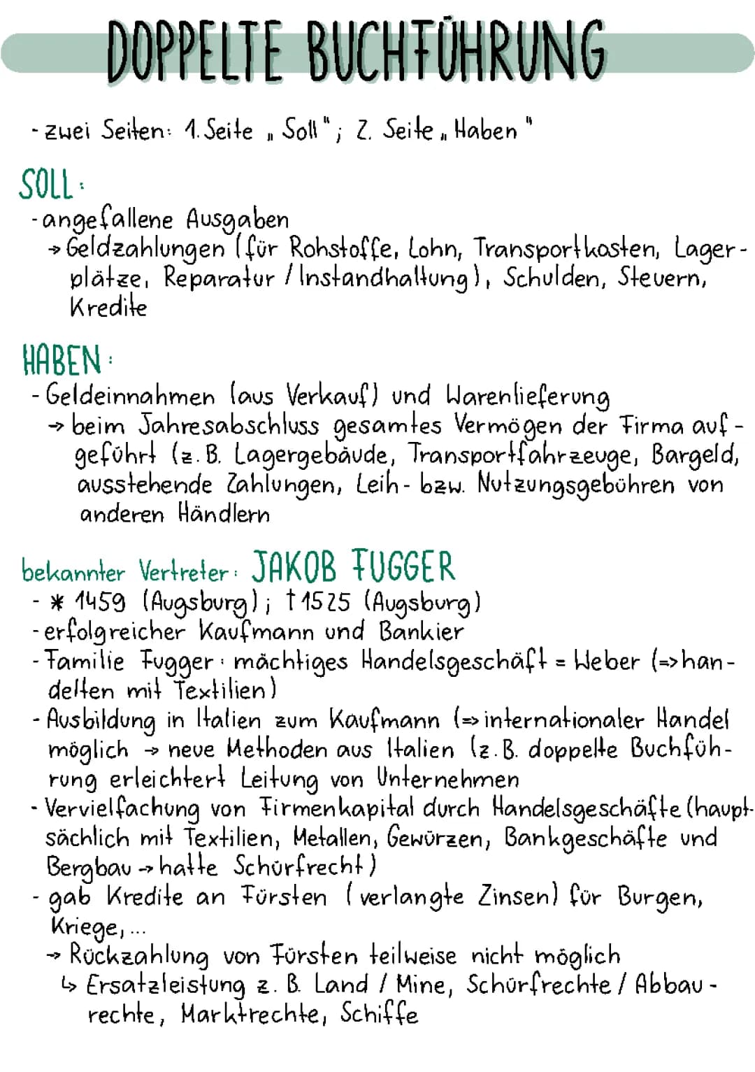 Doppelte Buchführung & Jakob Fugger