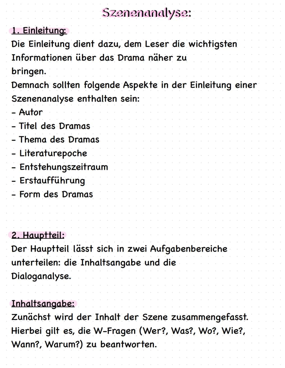 1. Einleitung:
Die Einleitung dient dazu, dem Leser die wichtigsten
Informationen über das Drama näher zu
Szenenanalyse:
bringen.
Demnach so